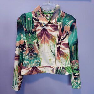 Jennifer Lopez Tropical Print Moto Jacket